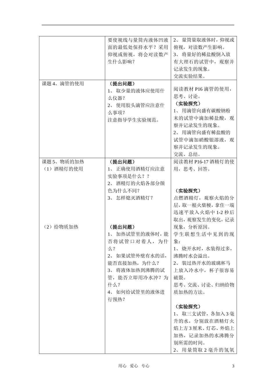 高中化学《从实验走进化学 归纳与整理》教案1 人教版选修6_第3页
