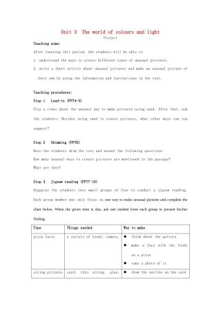 高中英语 Unit3 Project教案 牛津译林版选修8-牛津版高二选修8英语教案