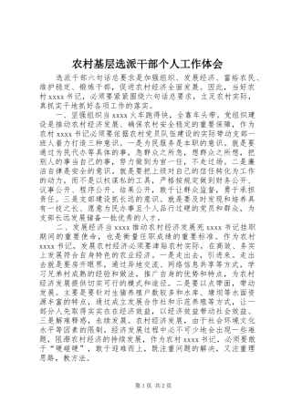 农村基层选派干部个人工作体会