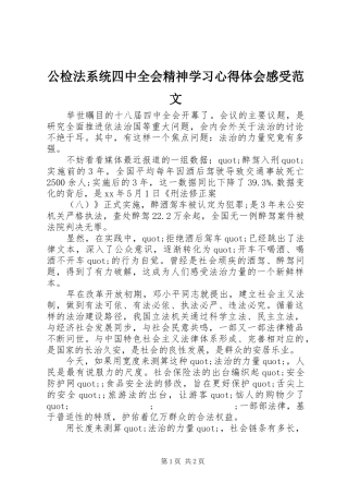 公检法系统四中全会精神学习心得体会感受范文
