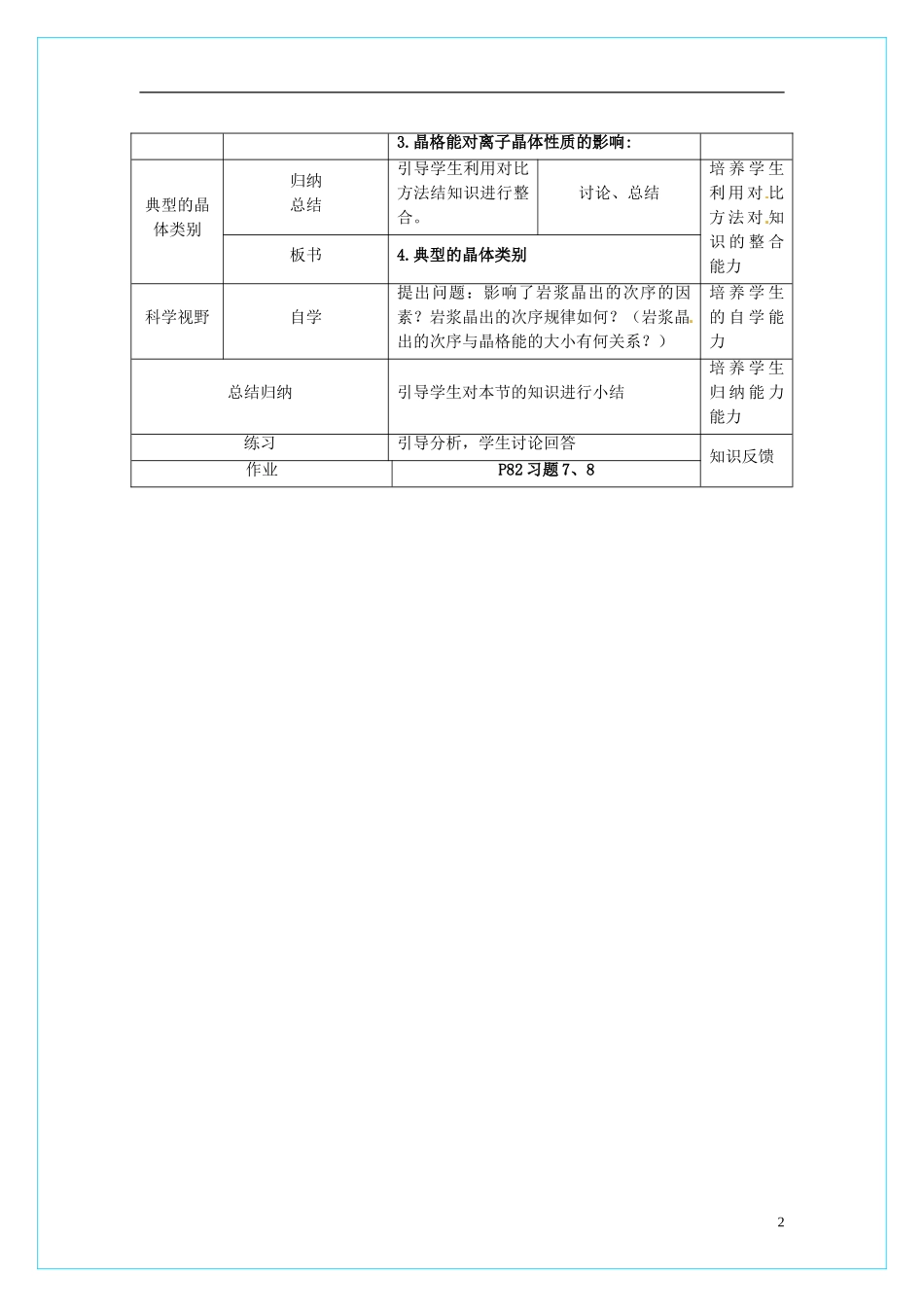 高中化学 3.4离子晶体（第2课时）教学设计 新人教版选修3_第2页