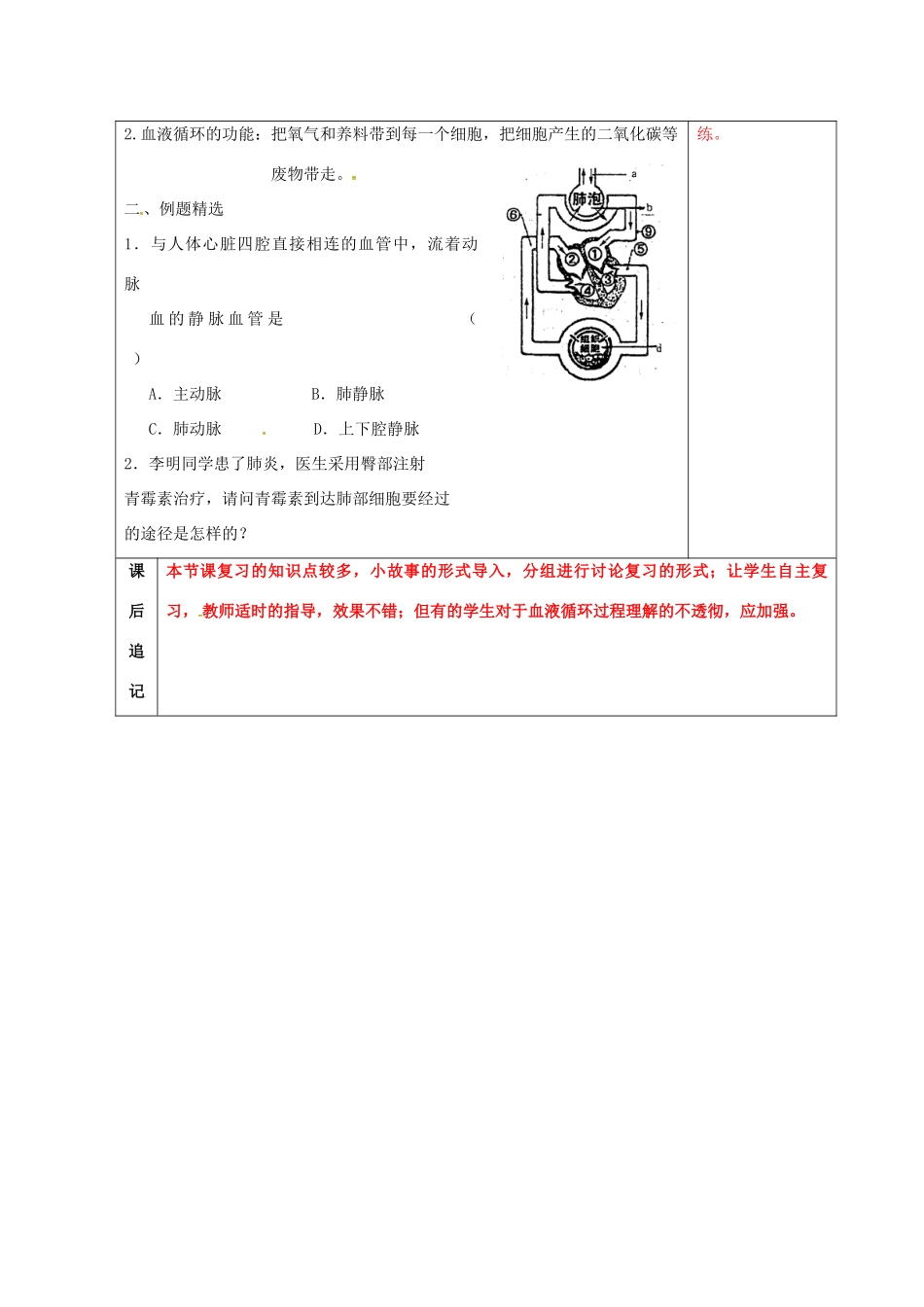 中考生物 10 维持生物体的平衡复习教案（2）-人教版初中九年级全册生物教案_第2页