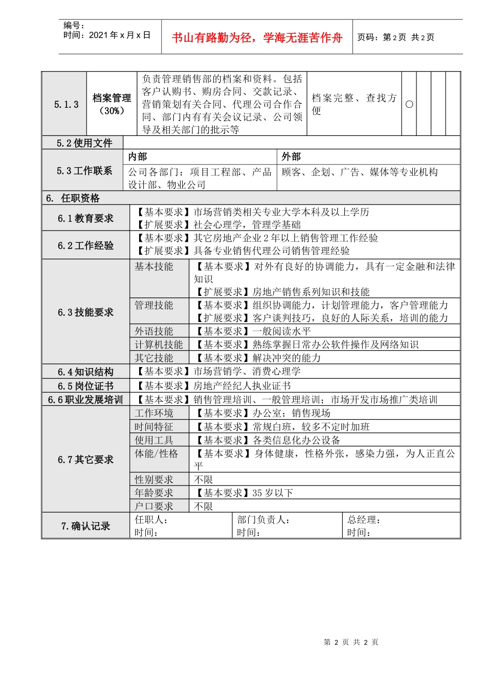 10按揭与合同管理岗位说明书_第2页