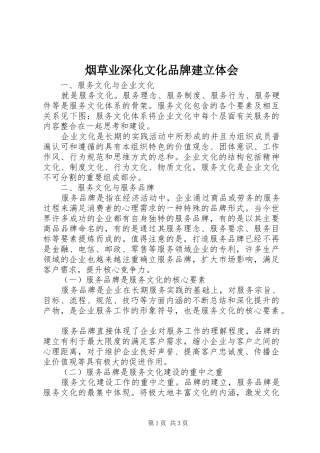烟草业深化文化品牌建立体会