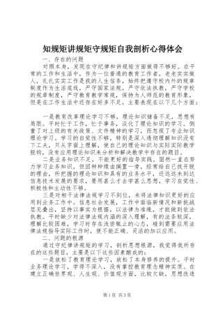 知规矩讲规矩守规矩自我剖析心得体会