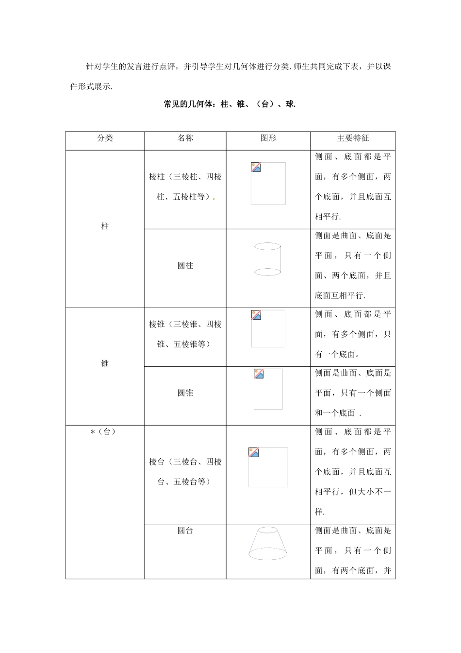 山东省枣庄市峄城区吴林街道中学七年级数学上册 1.1.1 生活中的立体图形教案 （新版）北师大版_第3页