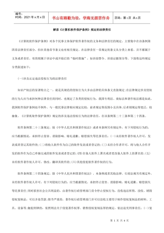 解读《计算机软件保护条例》规定的法律责任