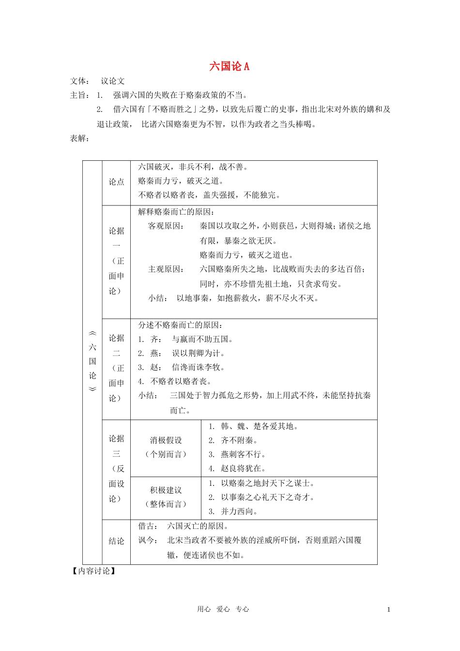 高中语文 第五单元之《六国论》教案 人教版第三册_第1页