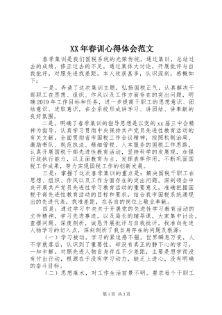 XX年春训心得体会范文