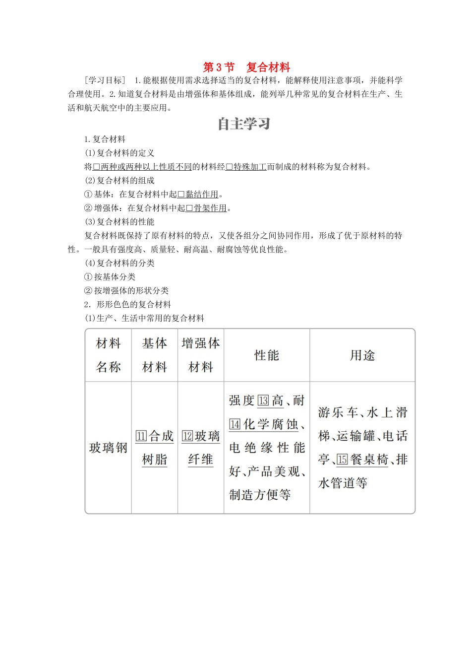 高中化学 第4章 材料家族中的元素 第3节 复合材料教案 鲁科版必修1-鲁科版高一必修1化学教案_第1页