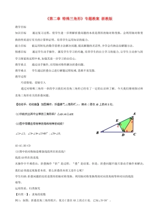 浙江省温州市平阳县鳌江镇第三中学八年级数学上册《第二章 特殊三角形》专题教案 浙教版