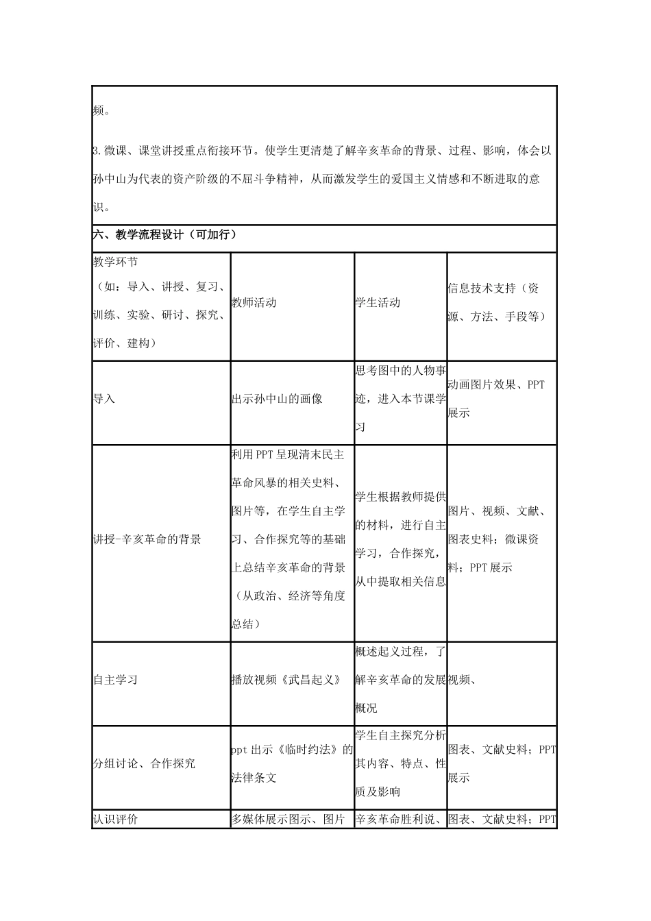 高中历史 第15课 辛亥革命教案51 岳麓版必修1-岳麓版高一必修1历史教案_第3页