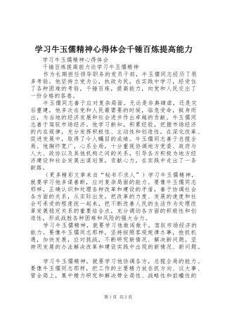 学习牛玉儒精神心得体会千锤百炼提高能力