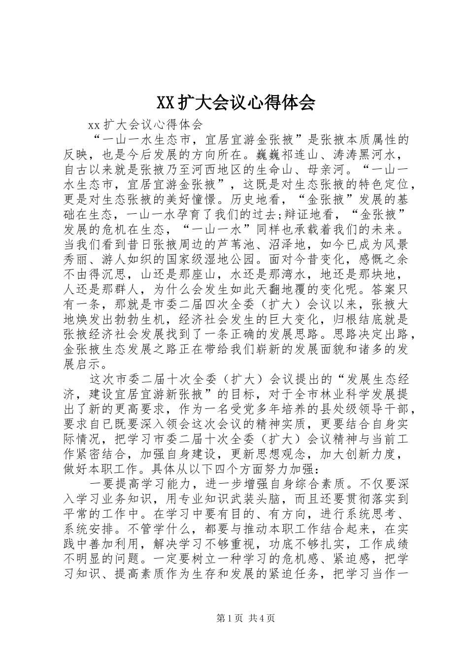 XX扩大会议心得体会_第1页