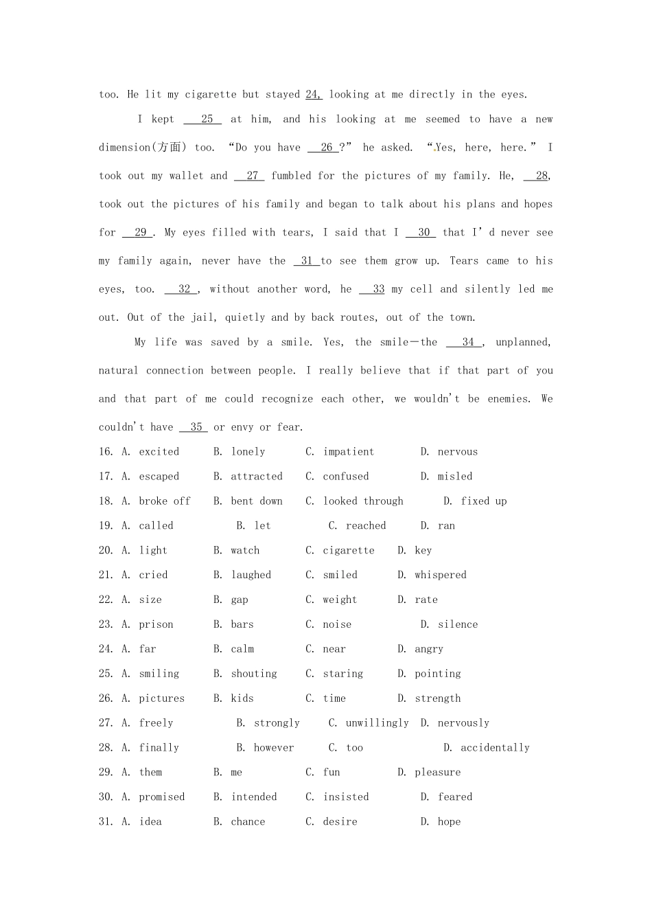 高中英语 Unit3 Australia 专项训练2 新人教版选修9_第3页