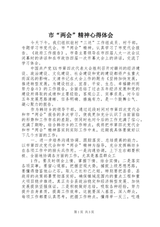 市“两会”精神心得体会