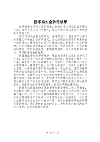 游乐场安全防范感想