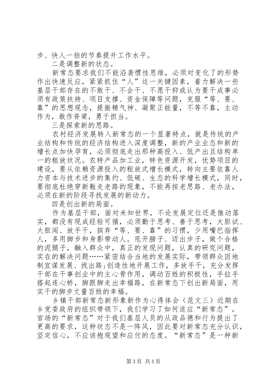 乡镇干部新常态新形象新作为心得体会_第3页