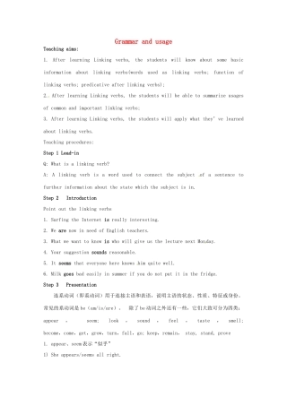 高中英语 Unit2 Fit for life Grammar and usage、教案 牛津译林版选修7-牛津版高二选修7英语教案