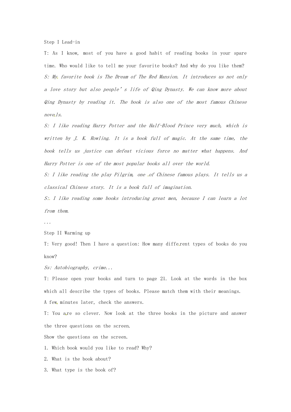 高中英语 Module3 TheFirst Period Reading教案 外研版必修5-外研版高二必修5英语教案_第2页