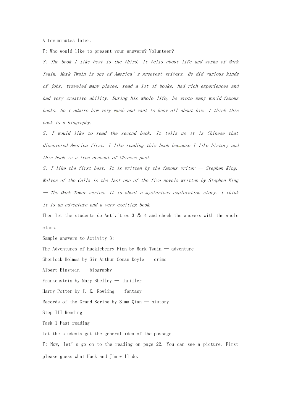 高中英语 Module3 TheFirst Period Reading教案 外研版必修5-外研版高二必修5英语教案_第3页