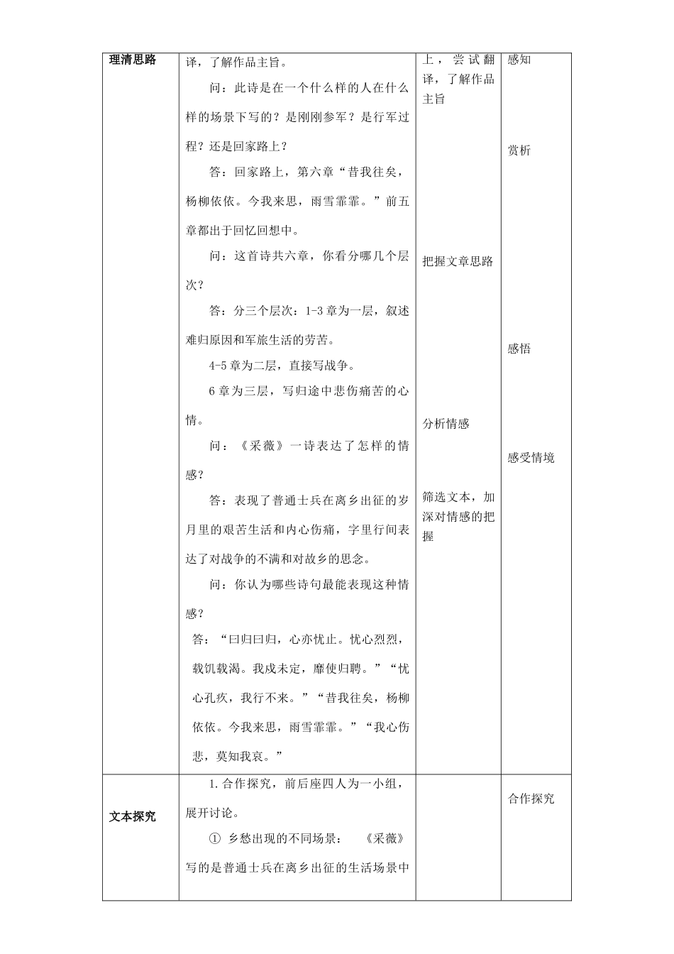 高中语文 4.1 诗经 采薇教学设计 新人教版必修2-新人教版高一必修2语文教案_第2页