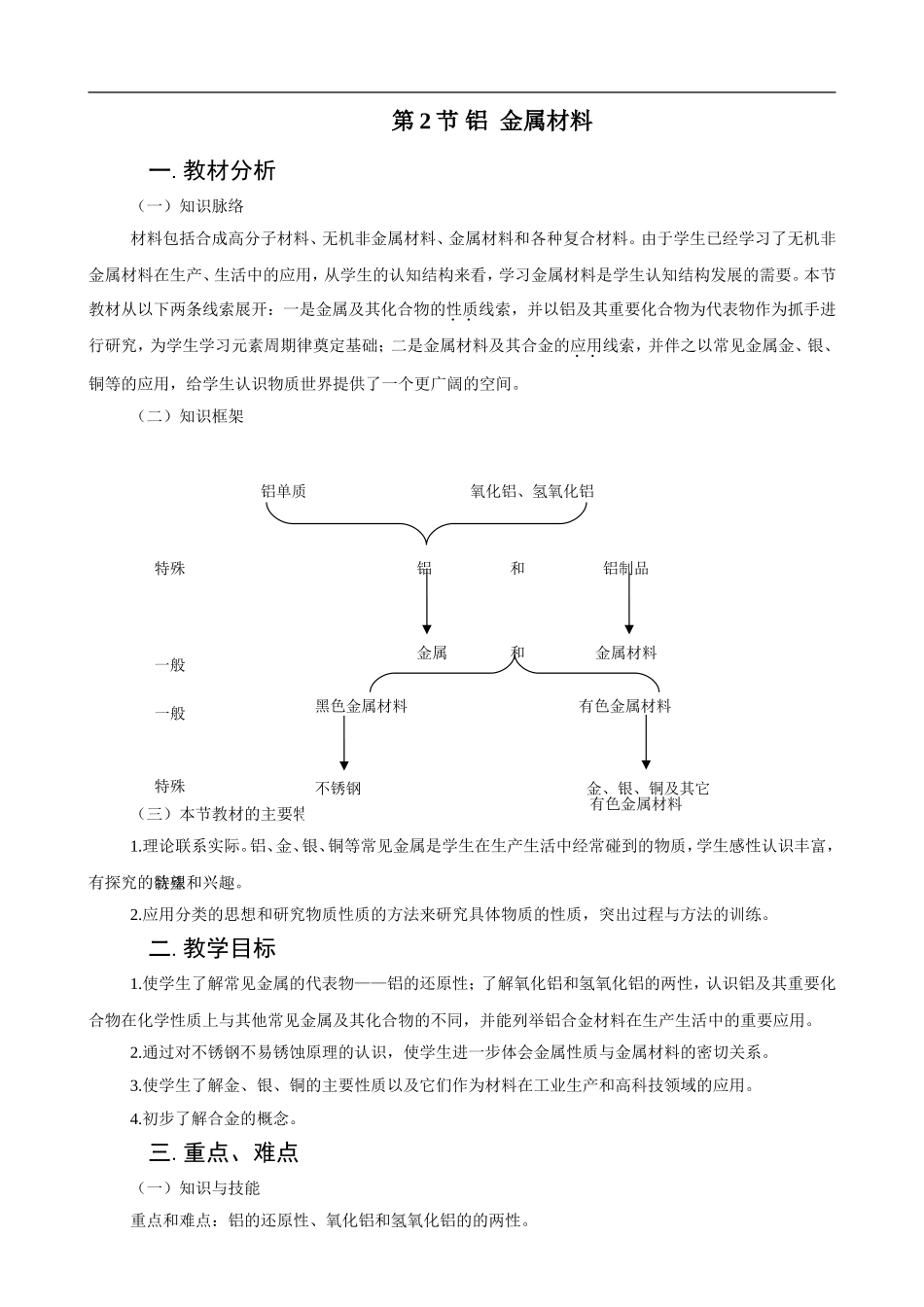 高中化学1.4.2《铝  金属材料》（鲁科版必修1）_第1页