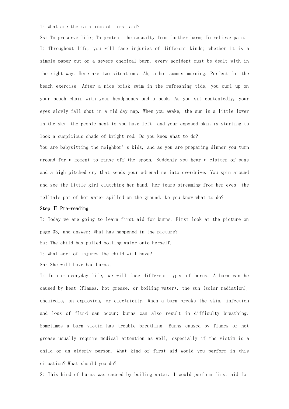 高中英语 Unit 5 First aid Period 1 Warming up and reading教学设计 新人教版必修5-新人教版高二必修5英语教案_第2页