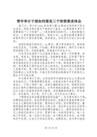 青年审计干部如何落实三个珍惜要求体会