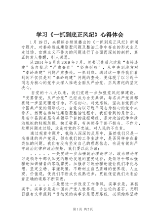 学习《一抓到底正风纪》心得体会