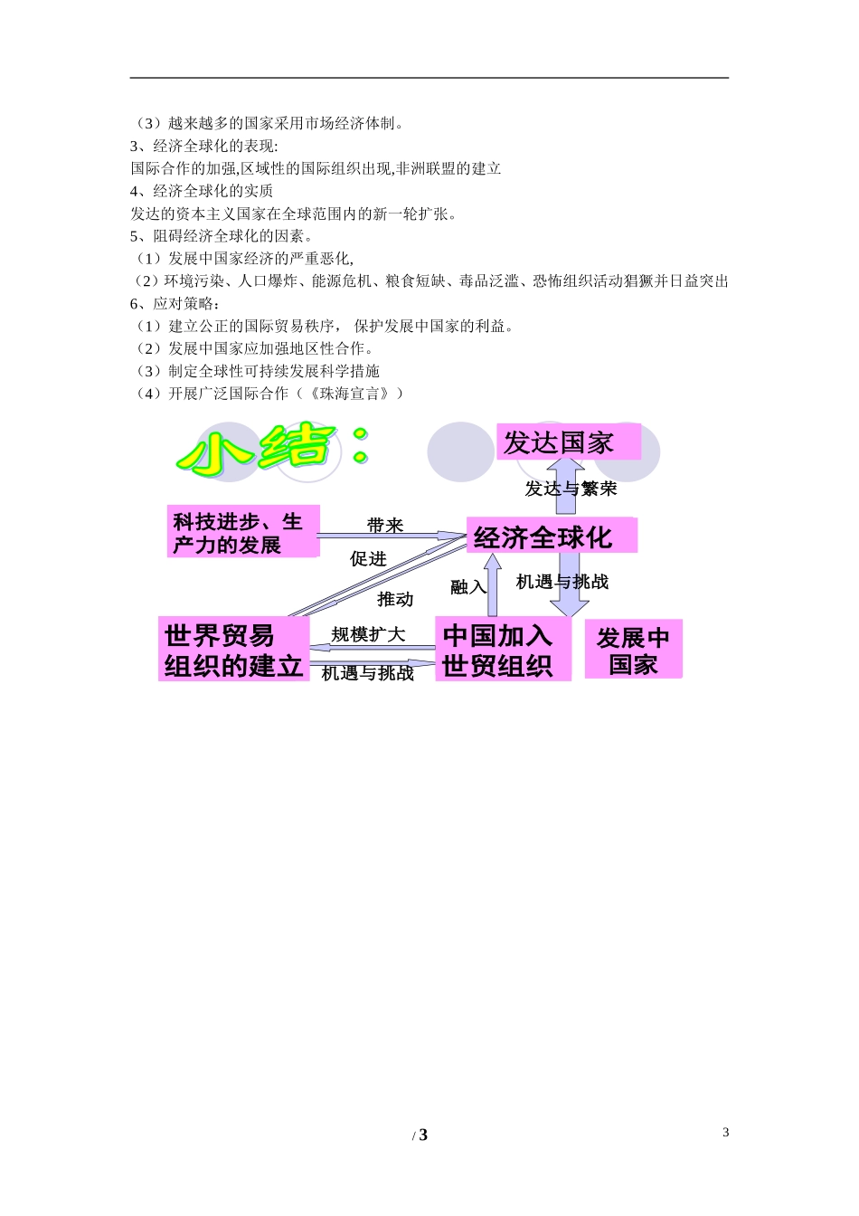 高中历史 专题八 当今世界经济的全球化趋势第3节《经济全球化的世界》参考教案 人民版必修2_第3页