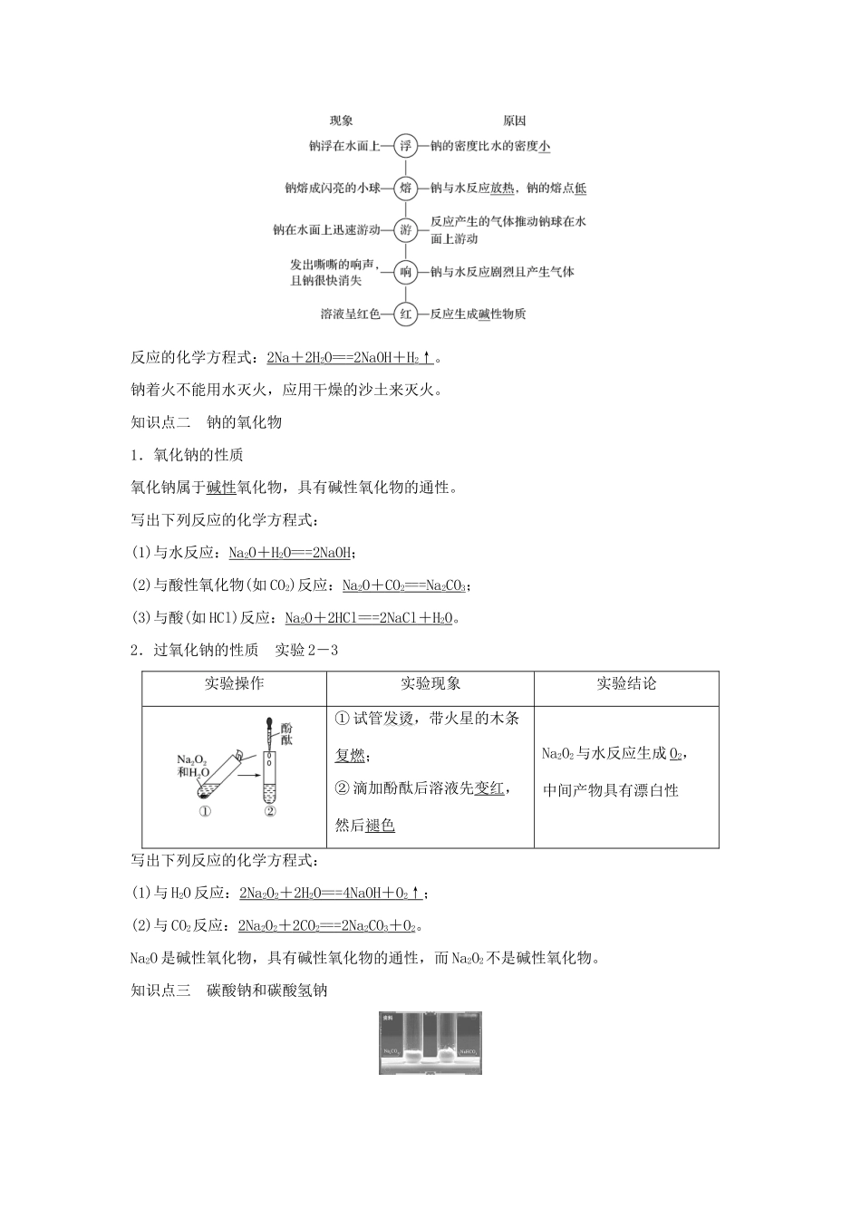 高中化学 第2章 第1节 钠及其化合物教案 新人教版必修第一册-新人教版高一第一册化学教案_第2页