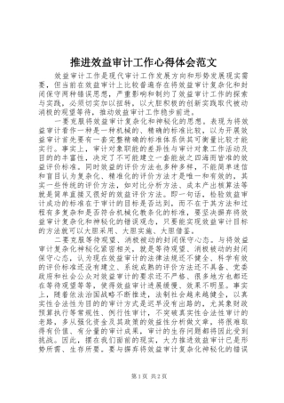 推进效益审计工作心得体会范文