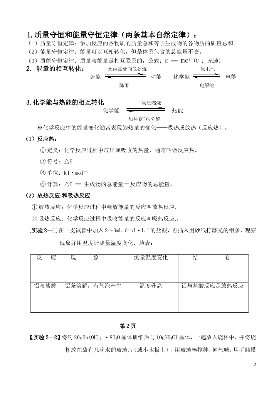高中化学 2.1《化学能与热能》教案 新人教版必修2_第2页