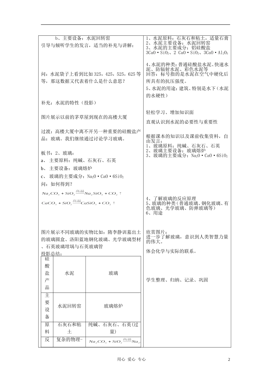 高中化学 专题3 从矿物到基础材料 第三单元 硅酸盐矿物与硅酸盐产品教案 苏教版必修1_第2页