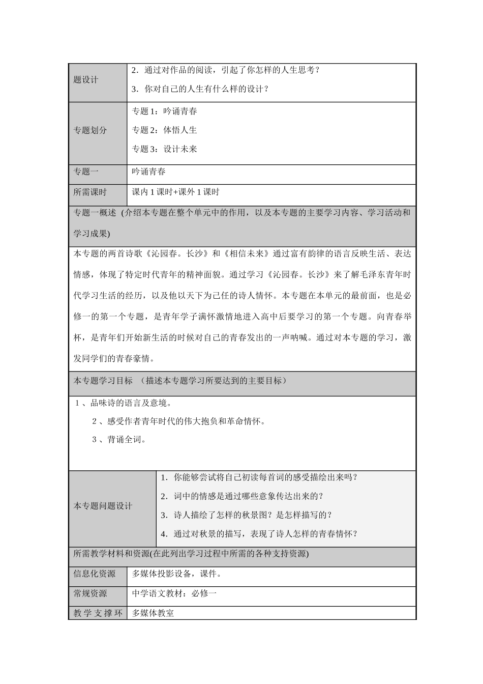 高中语文 第一专题向青春举杯 苏教版必修1_第3页
