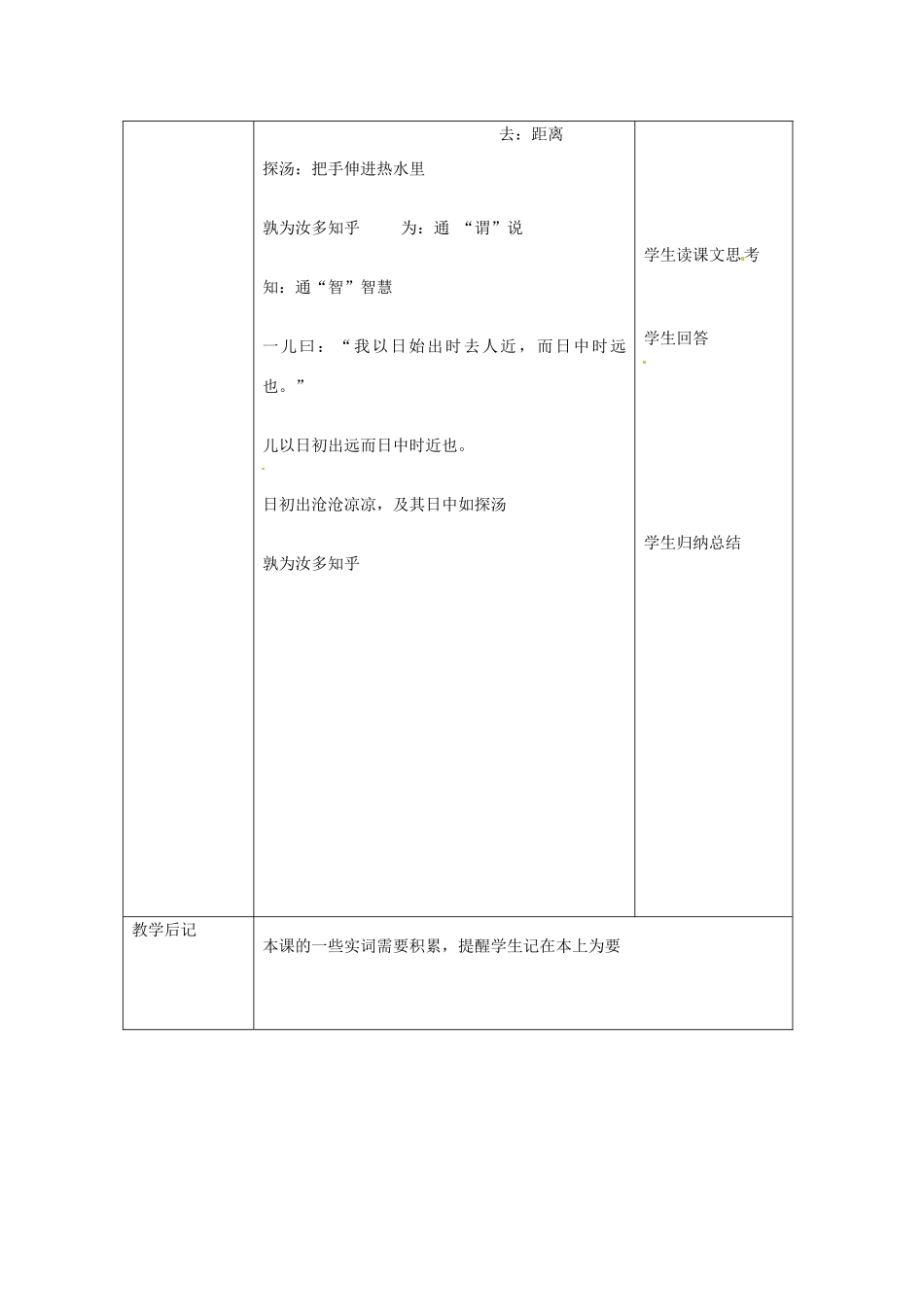北京市大兴区魏善庄中学七年级语文上册 第七单元 第28课 两小儿辩日教案1 北京课改版_第3页