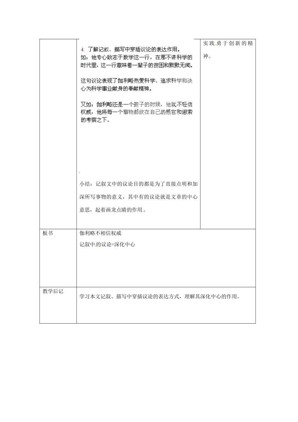 北京市大兴区魏善庄中学七年级语文上册 第四单元 第16课 伽利略不相信权威教案 北京课改版_第3页