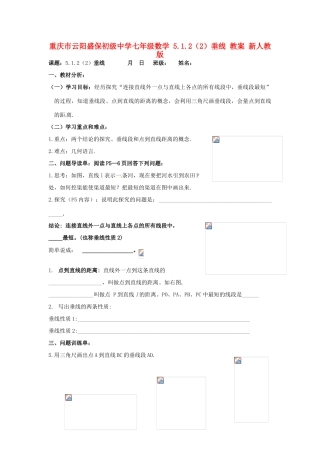 重庆市云阳盛保初级中学七年级数学下册 5.1.2（2）垂线教案 新人教版