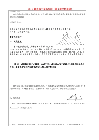 上海市罗泾中学九年级数学上册 25.4 解直角三角形应用（第3课时拓展课）教案 沪教版五四制