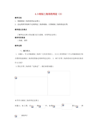 浙江省慈溪市横河初级中学九年级数学上册 4.3两个三角形相似的判定教案（3） 浙教版