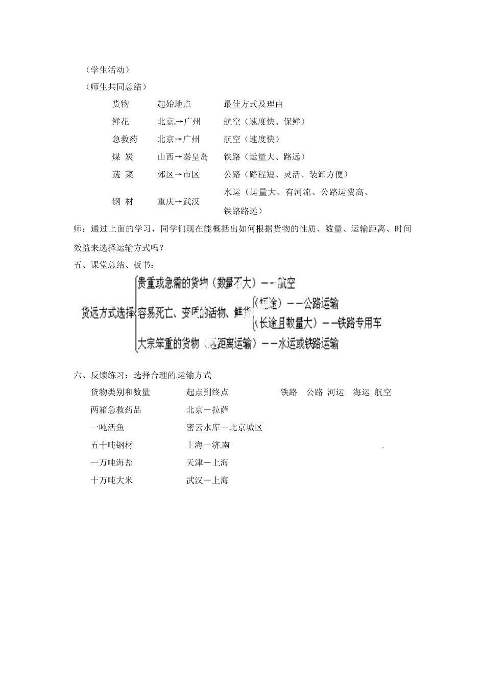 天津市武清区杨村第五中学八年级地理上册《第四章 中国的经济发展》第一节 逐步完善的交通运输网第1课时教案 新人教版_第3页