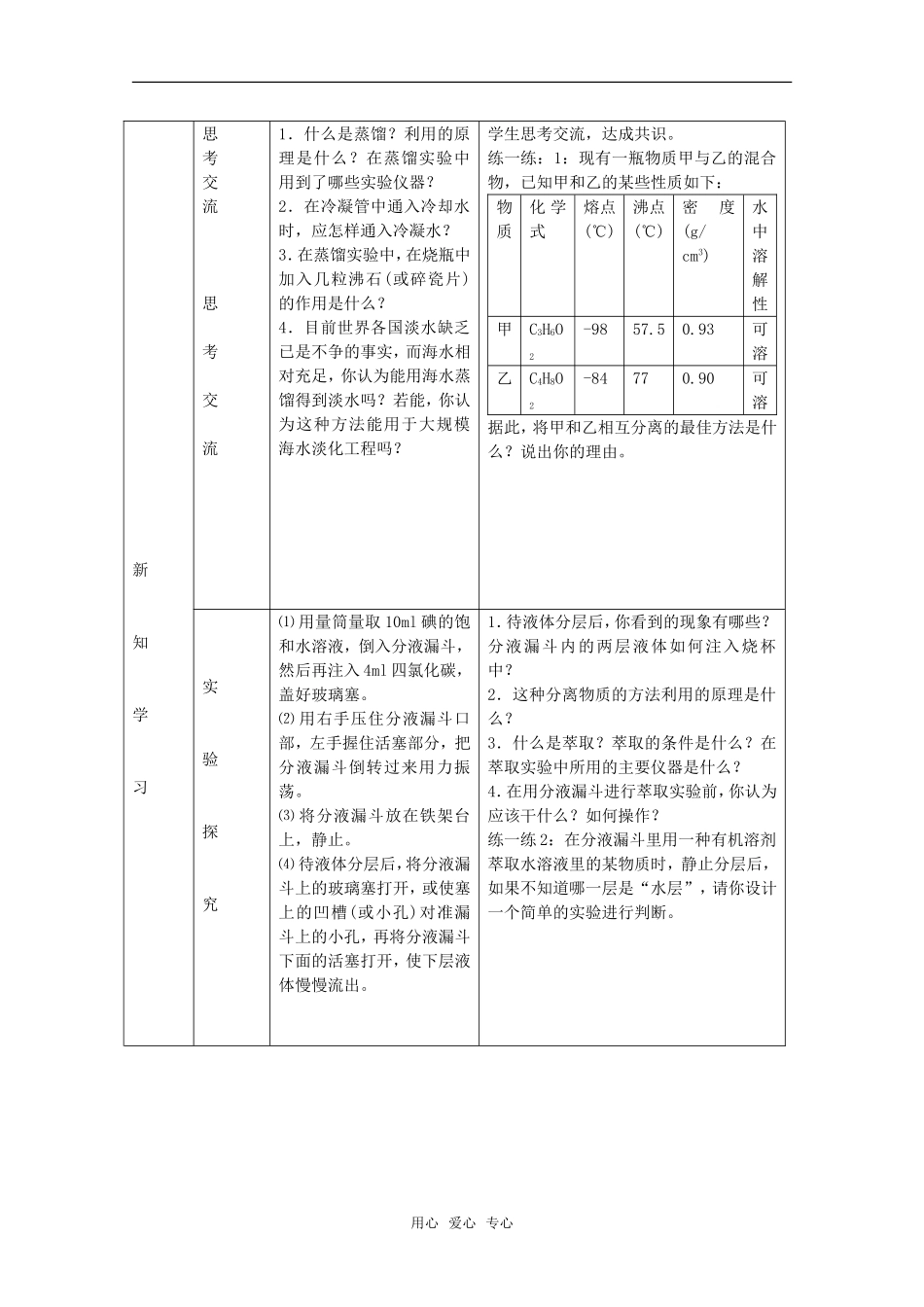 高中化学 1.1《化学实验基本方法》教案+随堂练习课时3 新人教版必修1_第2页