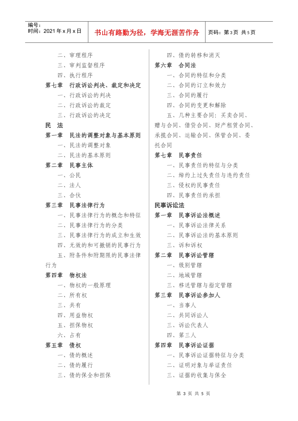 XXXX安徽公务员法律考试大纲_第3页