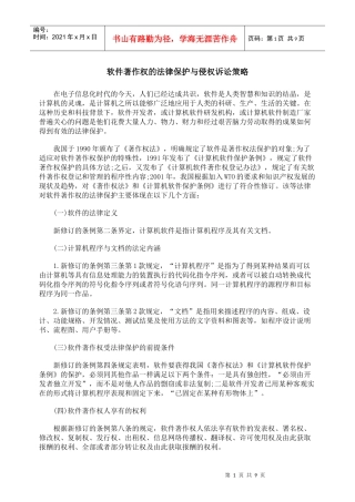 软件著作权的法律保护与侵权诉讼策略