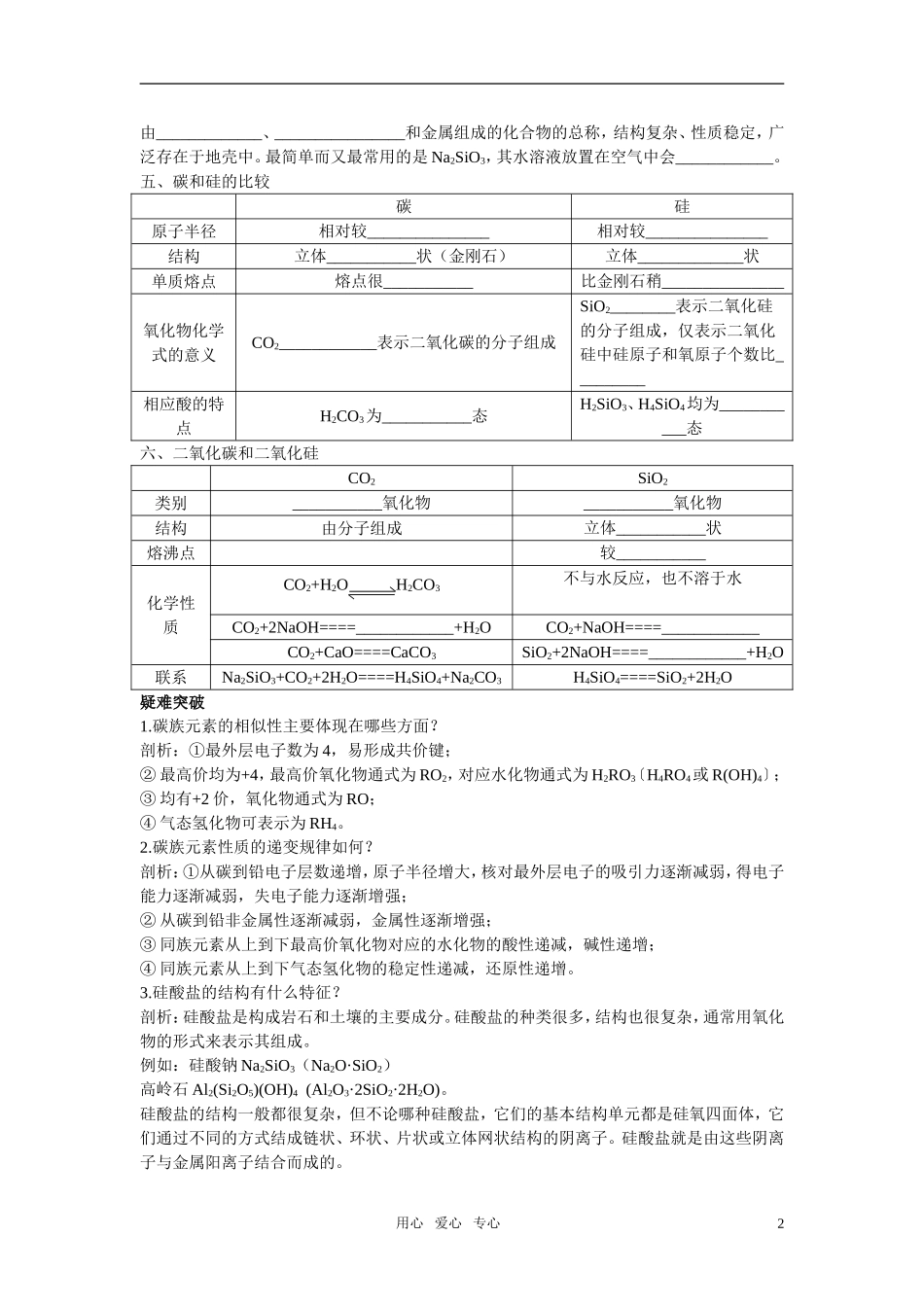高中化学 无机非金属材料的主角—硅名师导航 新人教版必修1_第2页