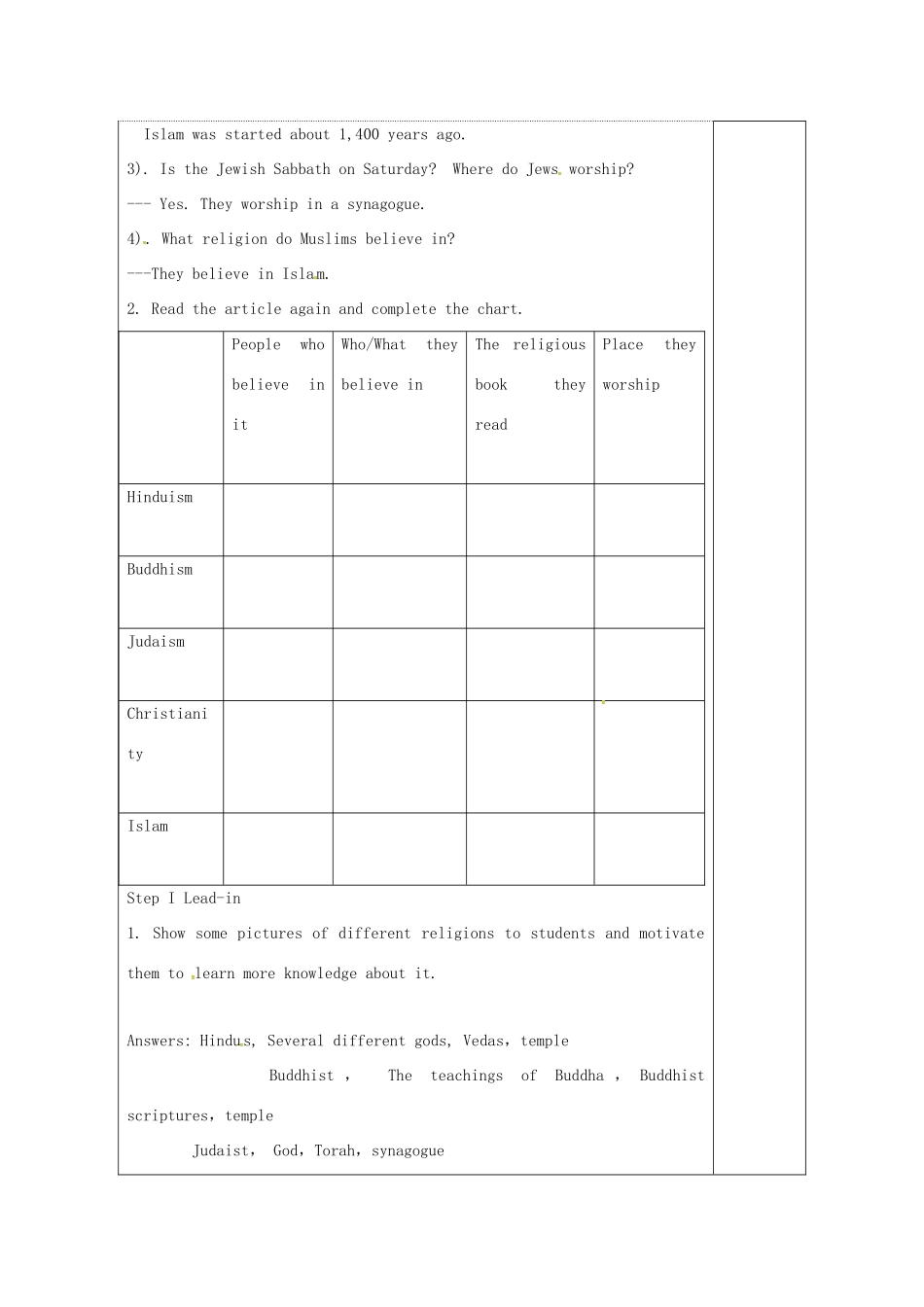 高中英语 Unit 4 Behind beliefs教案10 牛津译林版选修9-牛津版高中选修9英语教案_第2页