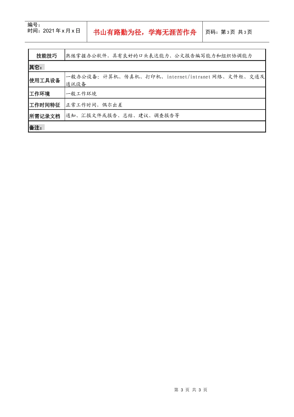 投资公司法律稽查部经理职务说明书_第3页