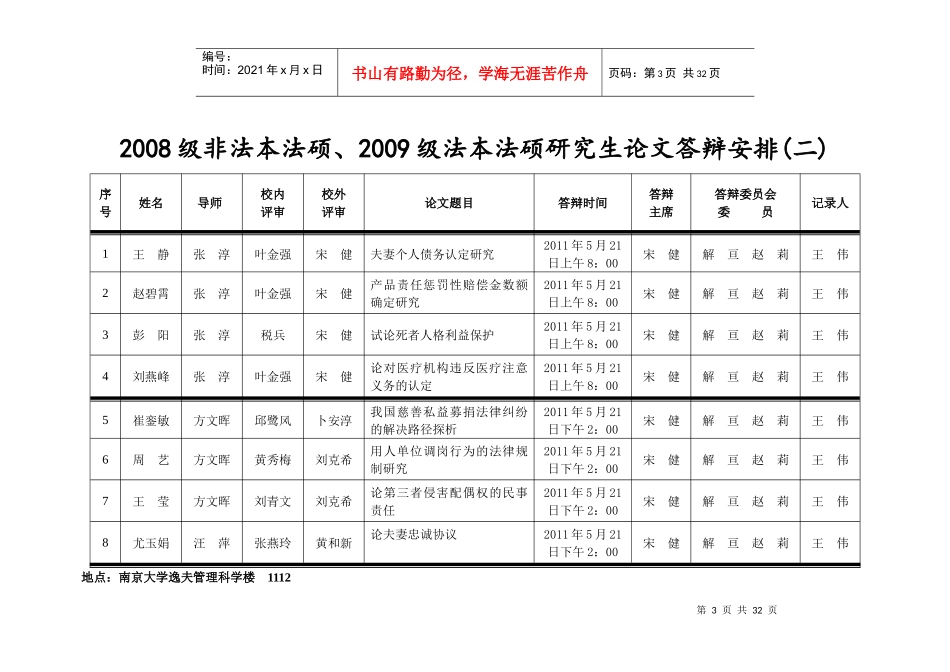 XXXX年法律硕士答辩安排_第3页
