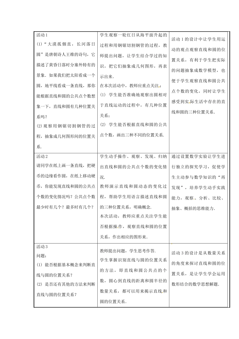 山西省汾阳市三泉中学九年级数学上册 24.2.2 直线和圆的位置关系教案 新人教版_第2页